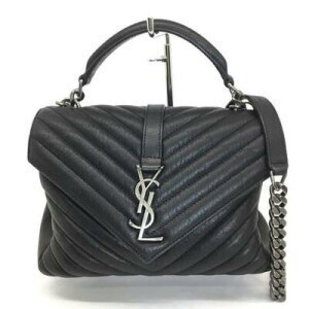 SAINT LAURENT Chain Shoulder Bag Leather Black